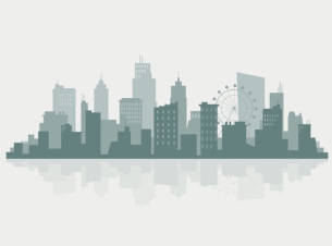 grafika przedstawiająca zabudowę miejską 